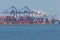 Cranes and containers in Port of New York and New Jersey.