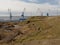 Cranes in the harbor of Paldiski, view from the hill of the former the old Peter the Great bastion