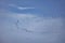 Cranes moving in formation in the sky. Migratory birds on the Darss
