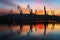 Cranes in Sestao at sunset