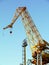 Cranes to repair boats in the bay of Cadiz capital, Andalucia. Spain.