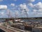 Cranes and various Construction Machinery at the Site of the building of the new North Sea lock