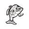 Crappie Fish Standing Up Mascot Black and White