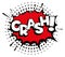 Crash sticker in pop art style. Explosion comic shape