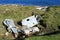 Crashed aircraft on hillside