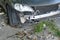 Crashed damaged broken car. automobile crash accident