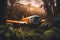 Crashed plane in the jungle. Neural network AI generated
