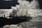 Crashing waves on a pier, lago Maggiore