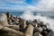 Crashing waves in Santa Cruz Harbor