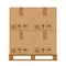 Crate boxes four on wooded pallet, wood pallet with cardboard box in factory warehouse storage, flat style warehouse cardboard