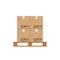 Crate boxes on wooden pallet. Cardboard box cargo pallets. Vector illustration