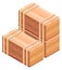 Crate stack. Wooden cargo container pile. Isometric icon