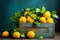 A crate of vibrant lemons and oranges, mediterranean food life style Authentic living