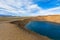 Crater of an extinct volcano Krafla in Iceland filled with water