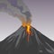 Crater mountain volcano hot natural eruption. Smoke. Fire.