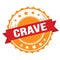 CRAVE text on red orange ribbon stamp