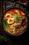Crave-Worthy Close-Up Photo of Scrumptious Ramen Bowl with Half-Cut Boiled Egg