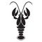 Crawfish or lobster silhouette isolated on white background. Vector icon or sign.