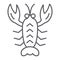 Crawfish thin line icon, sea and food, lobster sign, vector graphics, a linear pattern on a white background.