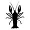 Crawfish Vector Black Silhouette Illustration