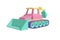 Crawler tractor with bucket cartoon style realistic design pastel green, coral, yellow, violet color. Kids toy isolated white