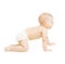 Crawling Baby, Infant Kid Crawl on white, Happy Three Months old Child