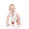 Crawling funny baby goes down on all fours