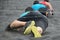 Crawling,passing under a barbed wire obstacles during