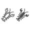 Crayfish line and solid icon, Fish market concept, lobster sign on white background, crawfish icon in outline style for