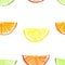 Crayon drawn citrus seamless pattern.