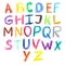 Crayon kids drawn colorful font isolated