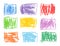 Crayon rectangular colorful shapes set. Like kid`s drawn art strokes abstract square design elements.
