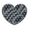 Crayon silhouette of hand drawing dark blue heart shape decorative with dots