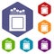 Crayons icons set hexagon