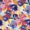 Crazy 90s colors tropical nature seamless pattern