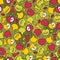 Crazy apple seamless pattern.