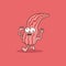 Crazy Bacon character running vector illustration.