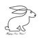 Crazy Bunny Chinese New Year. The rabbit is the symbol of the Chinese horoscope. Continuous line drawing. Vector illustration