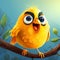 Crazy Canary: A Colorful And Funny Cartoon Illustration Of An Animated Bird