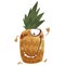 Crazy cartoon brown pineapple fruit character running