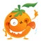 Crazy cartoon orange fruit character making a thumbs up gesture