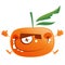 Crazy cartoon orange tangerine fruit character jumping