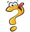 Crazy cartoon question mark character