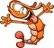 Crazy cartoon shrimp with extended arms and tongue out