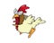 Crazy Chicken Character with Cartoon Style