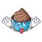 Crazy chocolate cupcake mascot cartoon