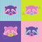 Crazy colorful pop-art portrait of cute raccoon