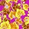 Crazy colors seamless pattern with orchids flowers drawn by hand.
