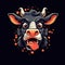 crazy cow scream tshirt design mockup printable cover tattoo isolated vector illustration artwork