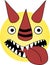 Crazy dragon emoticon with open mouth and devil smile